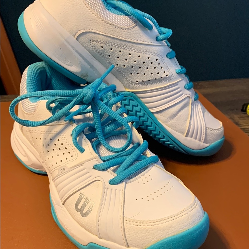 Wilson Women’s White and Teal Tennis Shoes